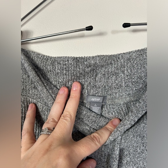 Aerie Gray Cotton Leggings Large Grey - Picture 6 of 7